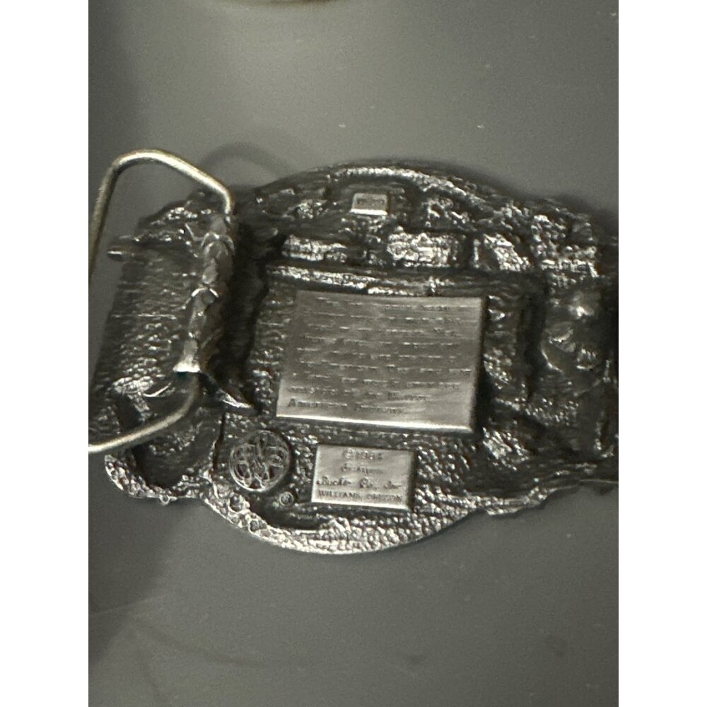 Siskiyou Belt Buckle Mountain Man fur trapper Scene Pewter Western 1984‎ - Picture 4 of 4